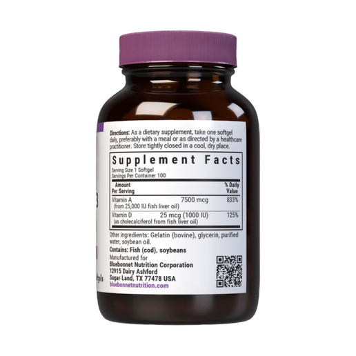 Bluebonnet - Vitamin A & D3 - 7500 mcg - 100 softgels