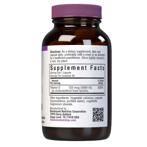 Bluebonnet - Vitamin D3 125 mcg (5000IU) - 60 VCaps