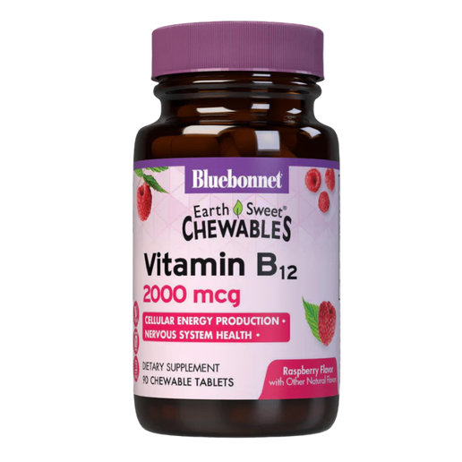 Bluebonnet - Earth Sweet Chewables -Vitamin B-12 2000 MCG (Raspberry Flavor) - 90 chewable tablets