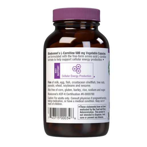 Bluebonnet - L-Carnitine - 500mg - 60 capsules