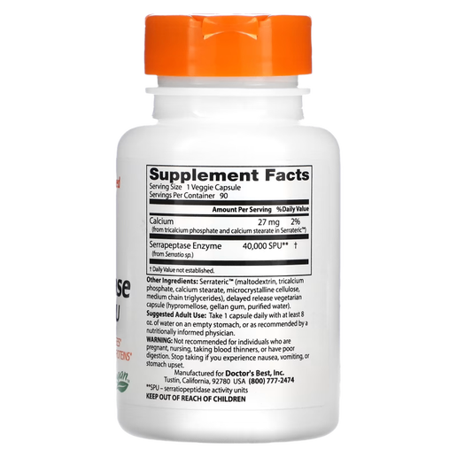Doctor's Best - Serrapeptase (Supports Healthy Sinuses) - 90 capsules