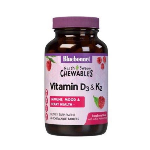 Bluebonnet - Earth Sweet Chewables - Vitamin D3 & K2 - 60 Tablets