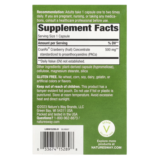 Nature’s Way - CranRx Bioactive Cranberry (Urinary Health Support) - 30cap.