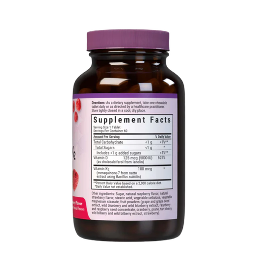 Bluebonnet - Earth Sweet Chewables - Vitamin D3 & K2 - 60 Tablets