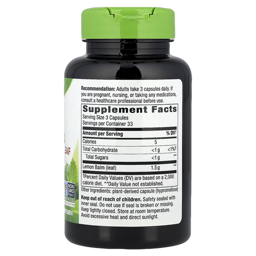 Nature's Way - Melissa Lemon Balm Leaf - 100 capsules