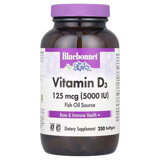 Bluebonnet - Vitamin D3 - 125 mcg (5000 IU) - 250 VCaps