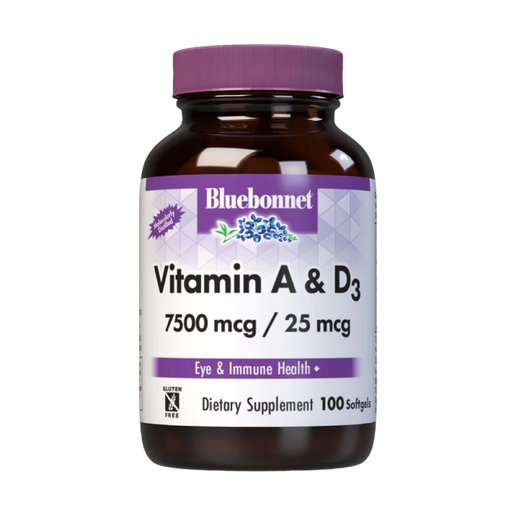 Bluebonnet - Vitamin A & D3 - 7500 mcg - 100 softgels
