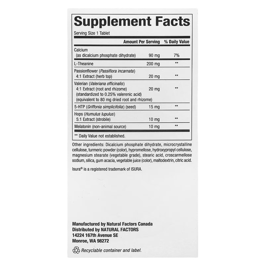 Natural Factors - RegenerLife® Sleep Better - 60 Tablets