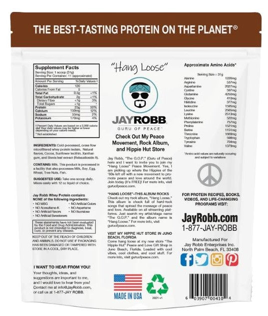 Jay Robb - Whey Protein Isolate Powder (Chocolate) - 12oz