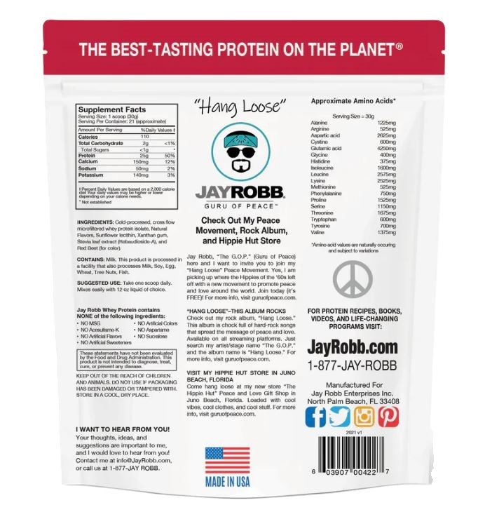 Jay Robb - Whey Protein Isolate Powder (Strawberry) - 24oz