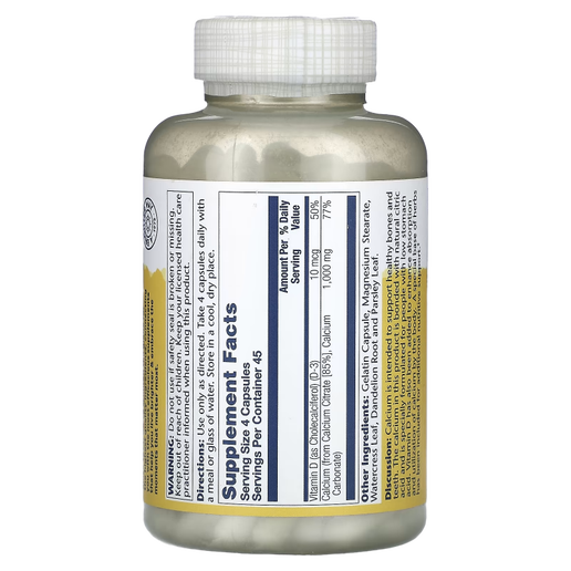 Solaray - Calcium Citrate with Vitamin D-3 - 180 capsules