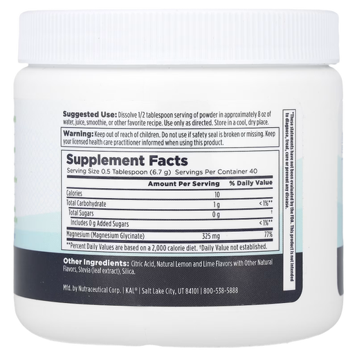 Kal - Calming Magnesium Powder (Lemon Lime Flavor) - 9.5 oz