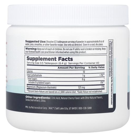 Kal - Calming Magnesium Powder (Cherry Flavor) - 9.5 oz