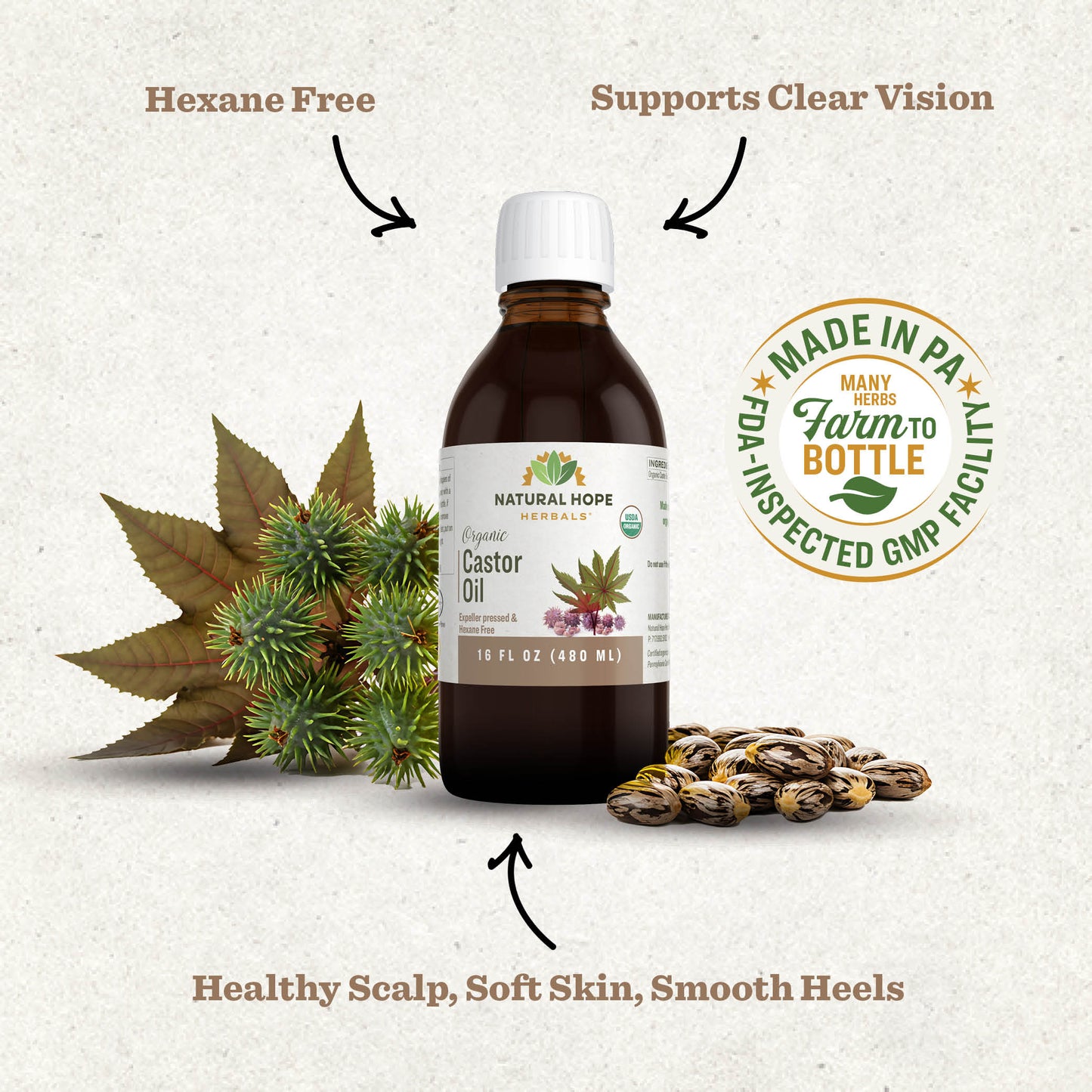 Natural Hope Herbals Organic Castor oil 8floz