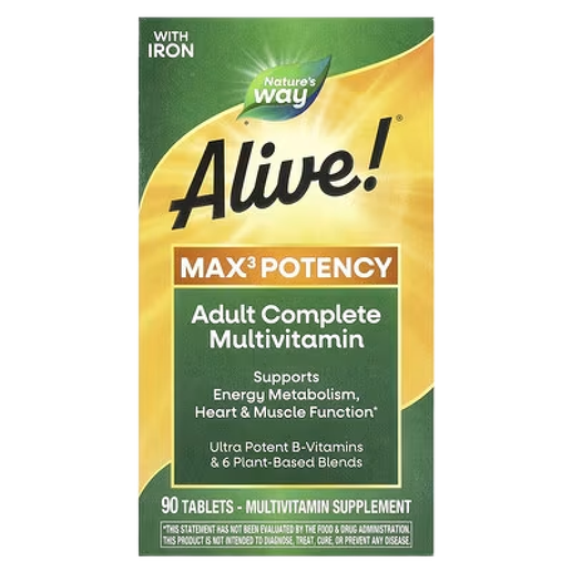 Nature's Way - Alive! Max3 Daily Multivitamin (With Iron) - 90 Tablets