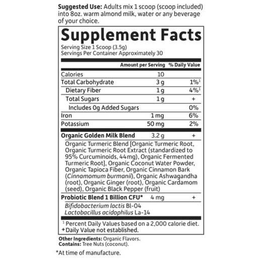 Garden of Life  - Golden Milk Nourishment Powder - 3.7 oz