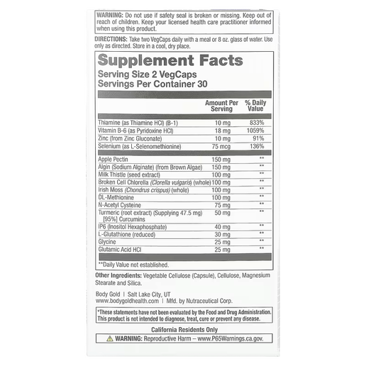 Body Gold - Enviro Clenz - Herbal Fiber Cleanse & Detox Support - 60 VCaps
