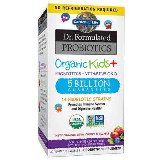 Garden of Life - Dr. Formulated Probiotics Organic Kids+ with Vitamin C & D (Berry Cherry) - 30 Chewables