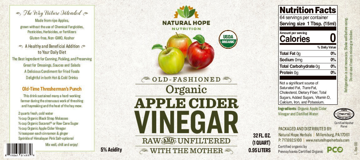 Natural Hope Herbals Apple Cider Vinegar 32floz  (grocery)