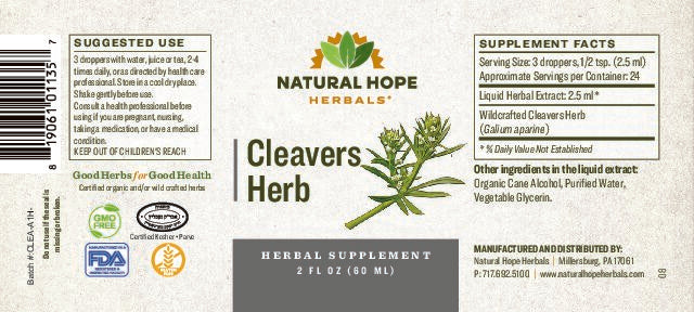 Natural Hope Herbals Cleavers herb 2floz extract