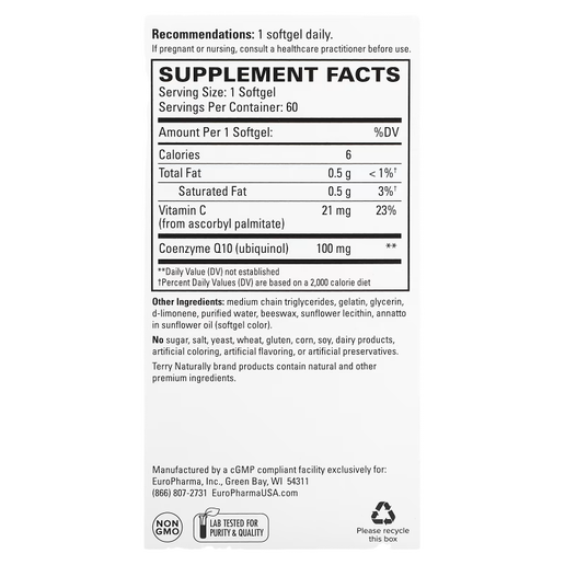 Terry Naturally - CoQ10 Bioactive Ubiquinol - 60 Softgels