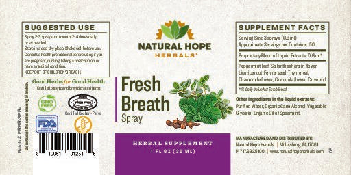 Natural Hope Herbals Fresh breath spray 1 floz