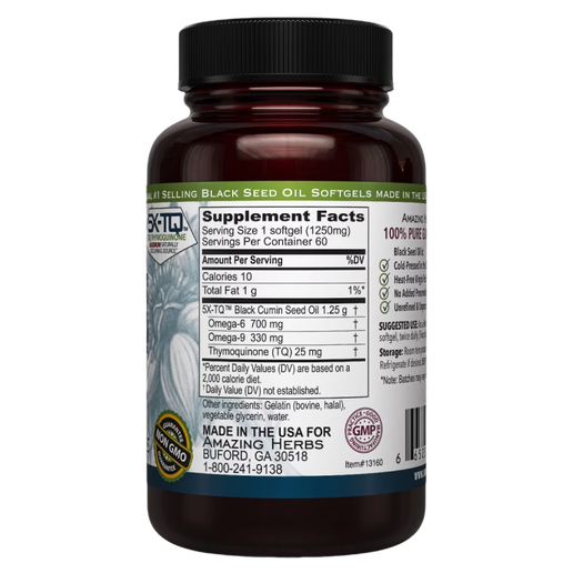 Amazing Herbs - Black Seed Oil 1250mg - 60 Softgel capsules