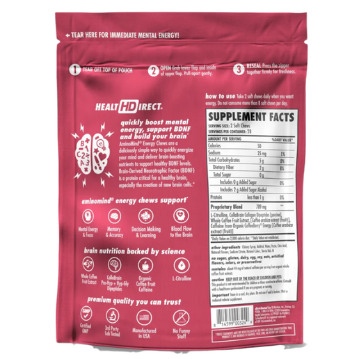 Health Direct - Aminomind Energy Chews - Blackberry - 56 Chews