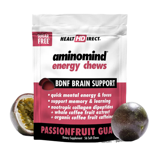 Health Direct - Aminomind Energy Chews - Passionfruit Guava - 56 Chews