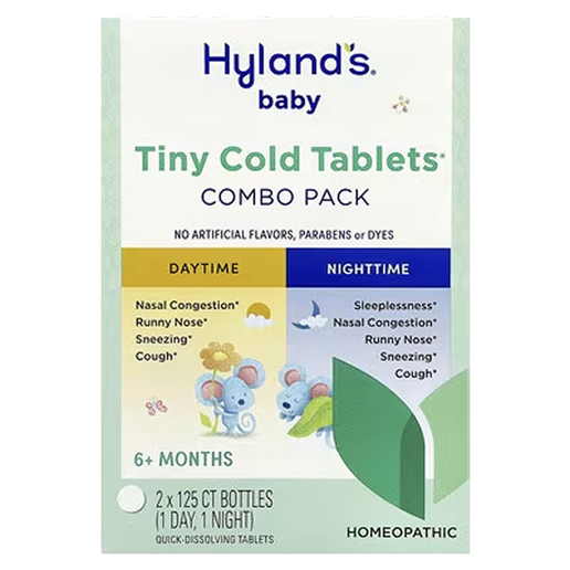 Hyland's Naturals Baby - Tiny Cold Tablets Combo Pack (Daytime/Nighttime) - 125 Quick Dissolving Tablets per bottle