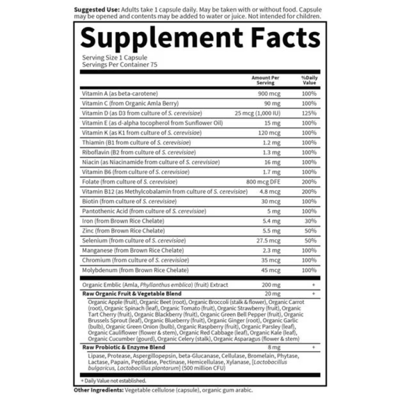 Garden of Life - Vitamin Code Raw One for Women Multivitamin Capsules - 75 VCaps