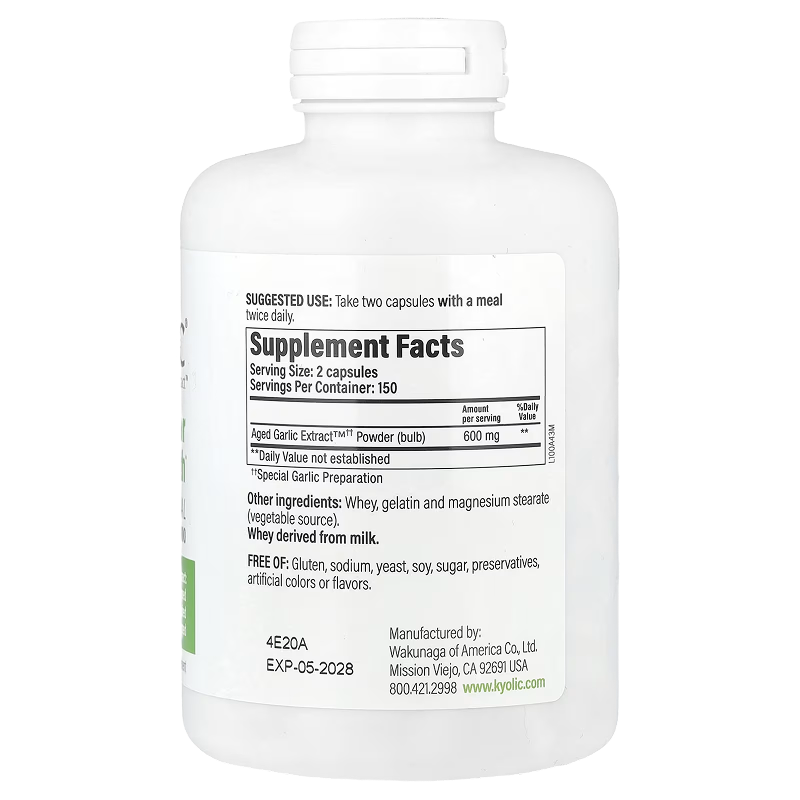 Kyolic - Aged Garlic Extract Cardiovascular Formula - 300 Capsules.