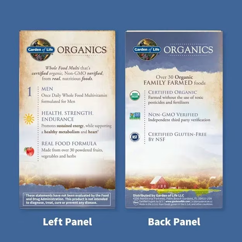 Garden of Life - Organics Mens Once Daily Multivitamin - 30 Tablets