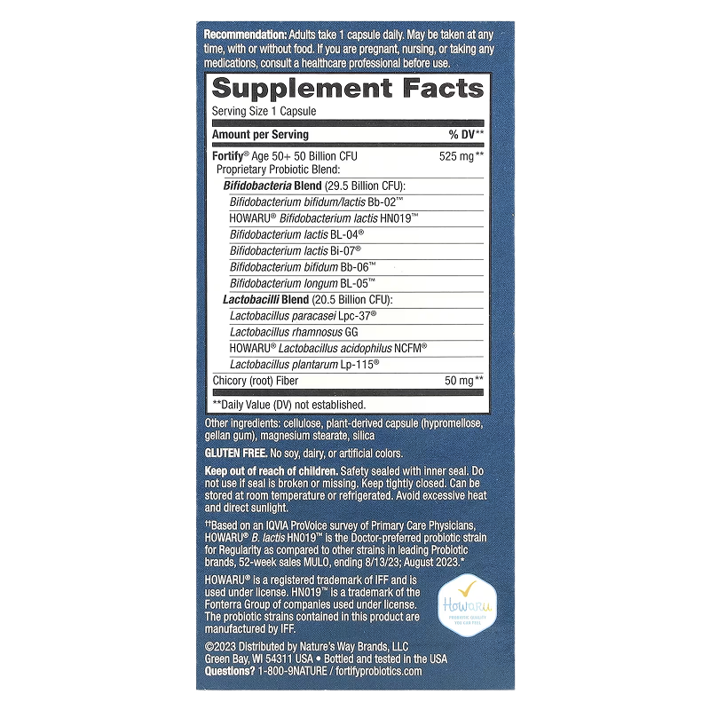 Nature’s Way - Fortify 50+ Extra Strength 50 Billion Cultures - 30 Delayed Release Caps (Non-Refrigerated)