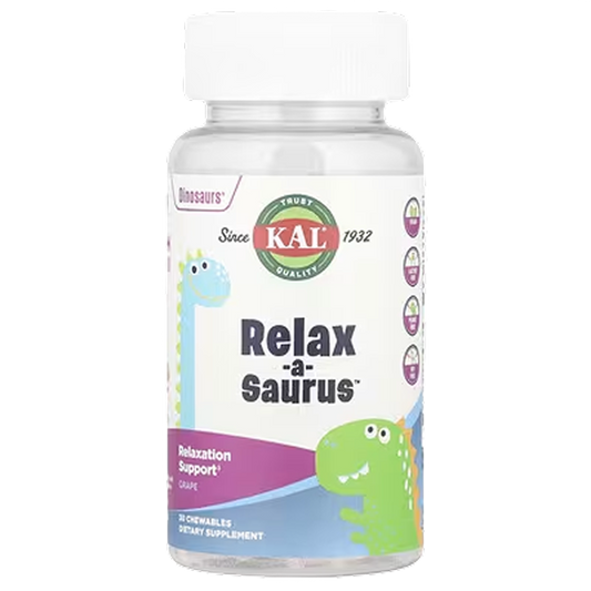 KAL - Relax-A-Saurus - Kids Stress Support (Grape) - 30 chewables