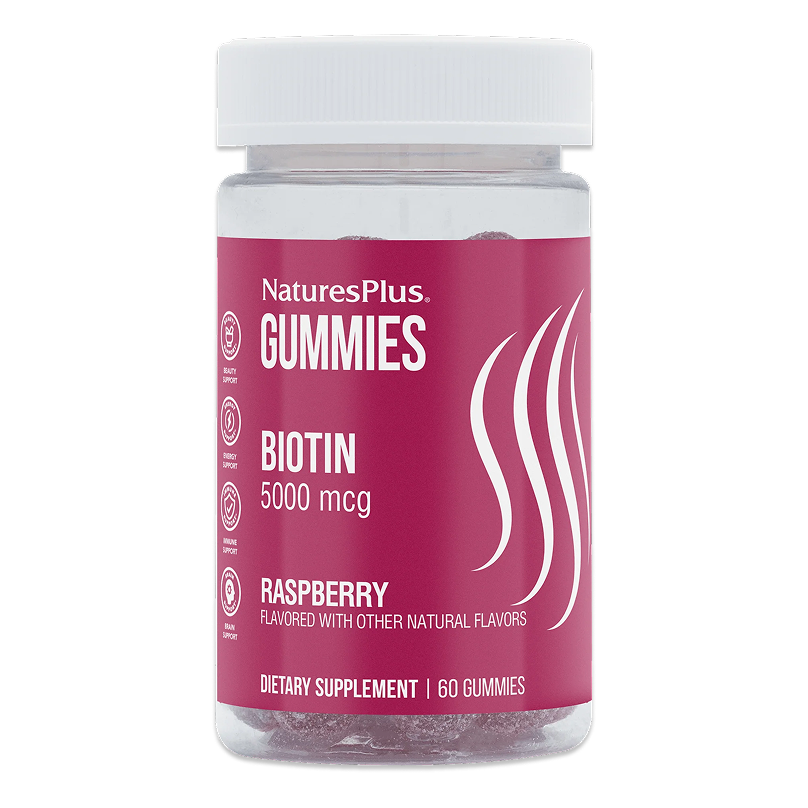 NaturesPlus - Gummies Biotin 5000 mcg (Raspberry)- 60 Gummies