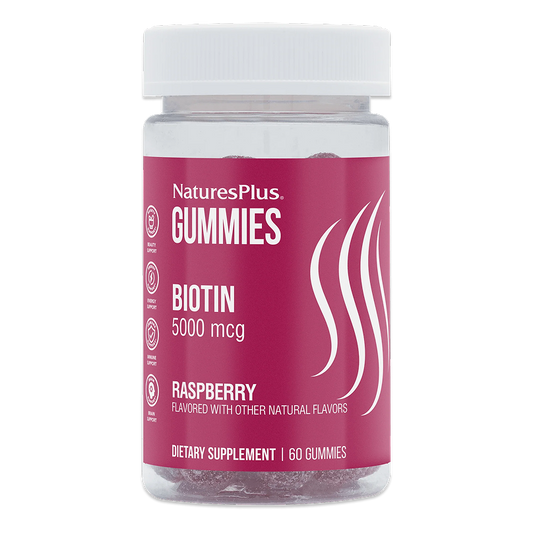 NaturesPlus - Gummies Biotin 5000 mcg (Raspberry)- 60 Gummies