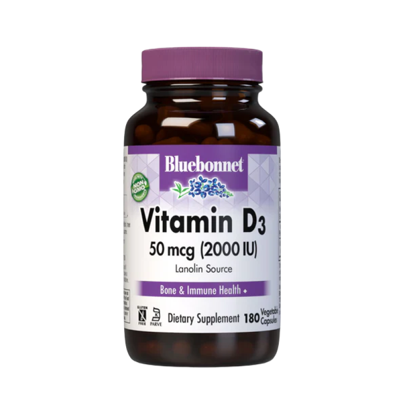 Bluebonnet - Vitamin D3 - 50mcg(2000 IU)- 180 VCaps