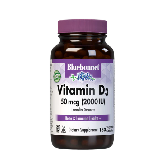 Bluebonnet - Vitamin D3 - 50mcg(2000 IU)- 180 VCaps