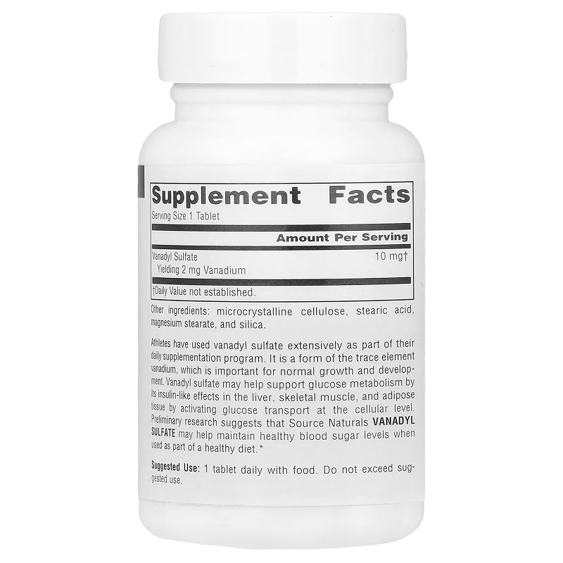 Source Naturals - Vanadyl Sulfate 10mg - 100 Tablets