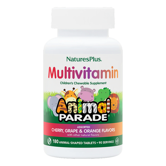 NaturesPlus - Animal Parade Kids Multivitamin (Cherry, Orange, Grape flavors) -180 chewable tabs