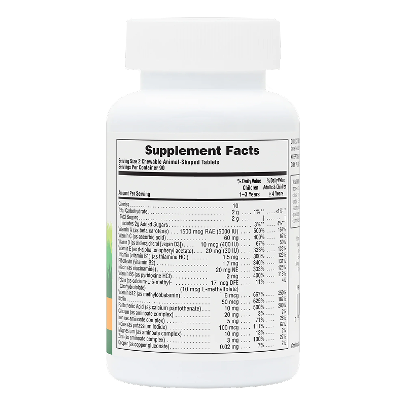 NaturesPlus - Animal Parade Kids Multivitamin (Cherry, Orange, Grape flavors) -180 chewable tabs