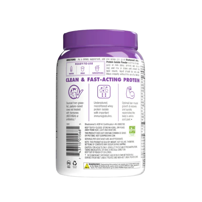 Bluebonnet - 100% Natural Whey Protein Isolate (Chocolate) - 1lb