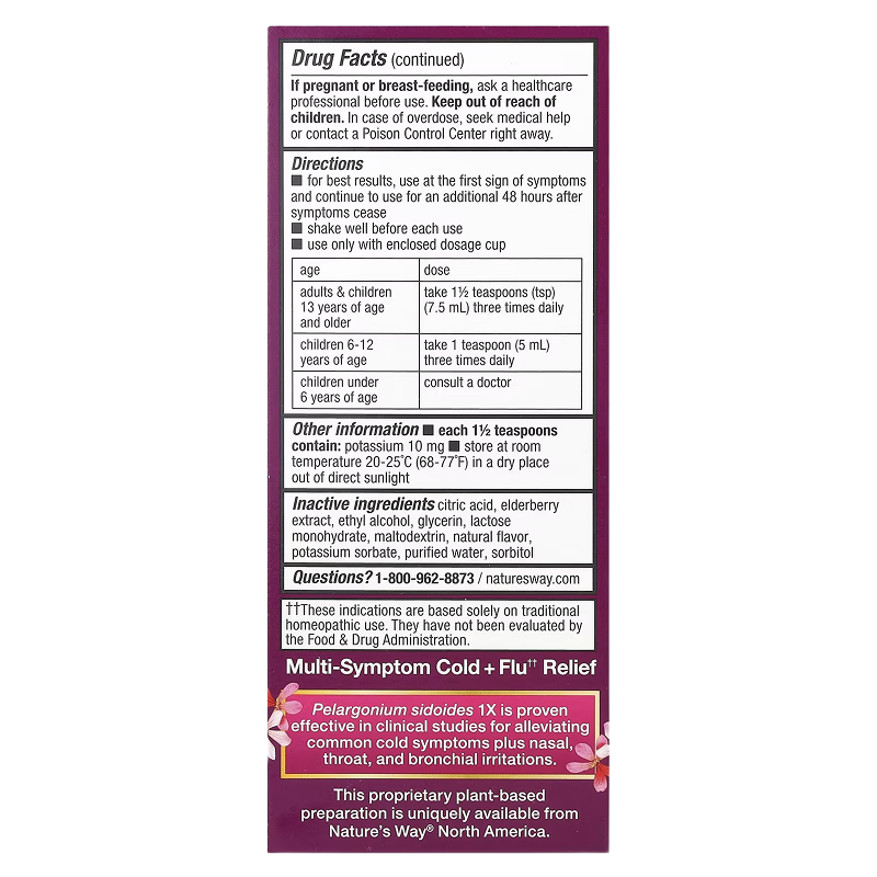 Nature's Way - UMCKA Cold + Flu Elderberry Syrup - 4Fl Oz