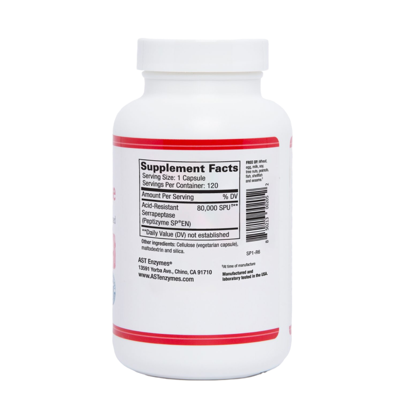AST Enzymes - Serrapeptase 80,000 SPU – 120 VCaps