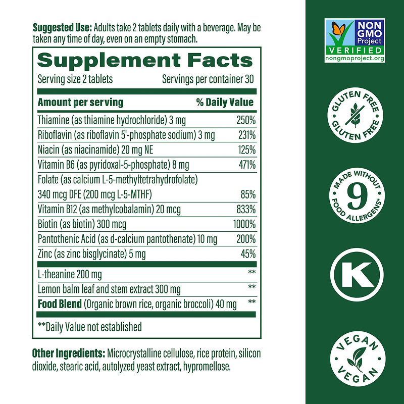 MegaFood - L-Theanine & B-Complex (Stress Reset†) - 60 Tablets