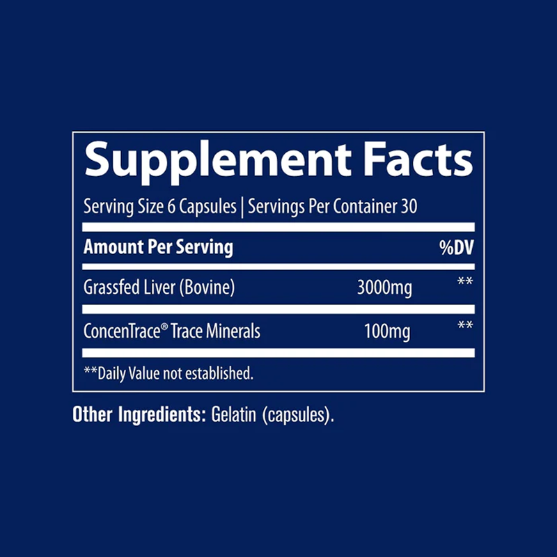 Trace Minerals – Grass-Fed Beef Liver – 500 mg – 180 Capsules