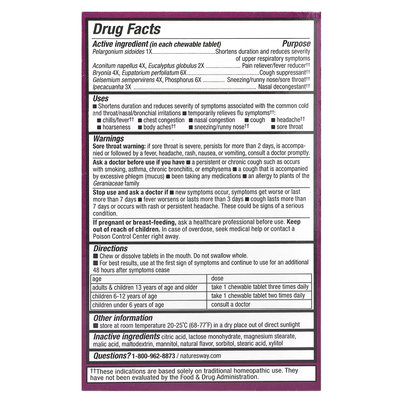 Nature’s Way - UMCKA  Cold + Flu Chewables (Orange) - 20 Tablets