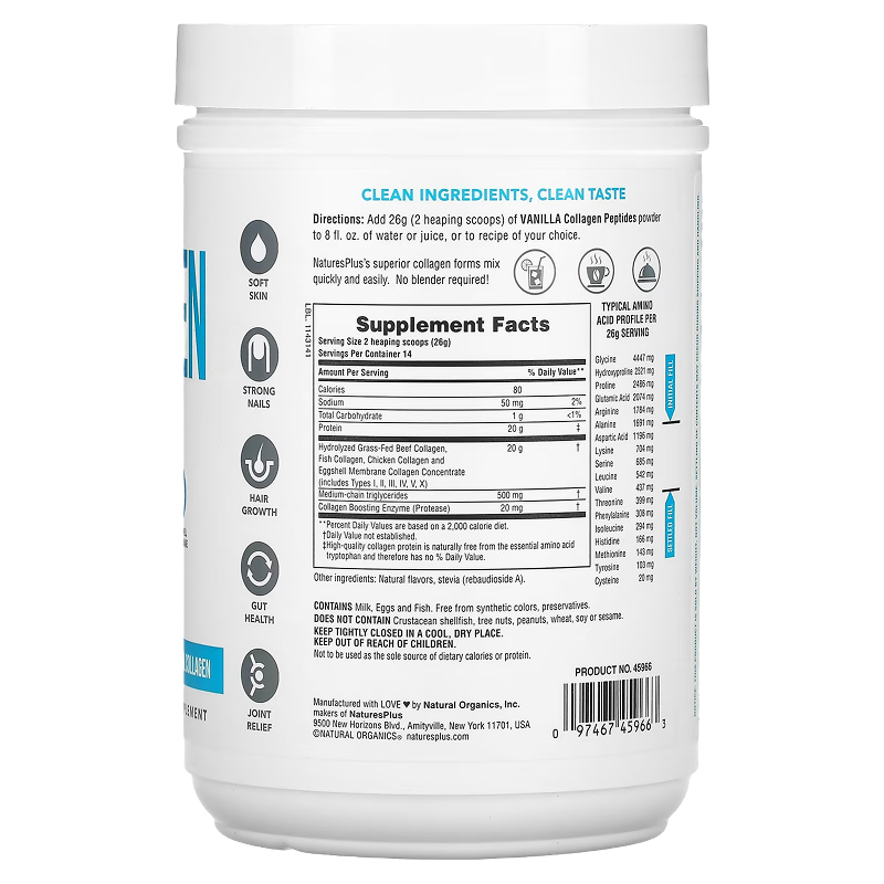 NaturesPlus - Vanilla Collagen Peptides - 0.8 lb