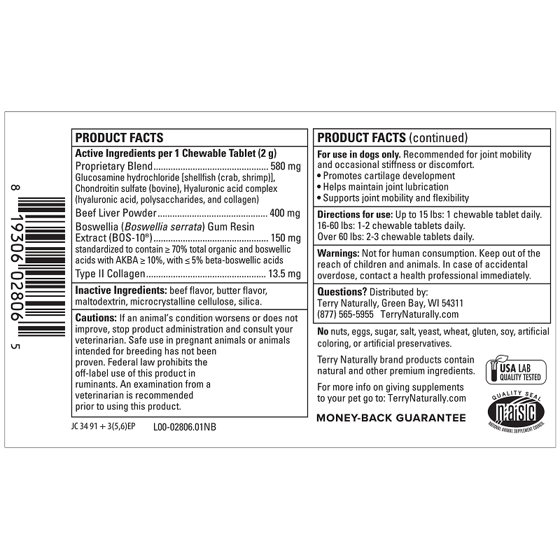 Terry Naturally - Active Mobility for Dogs - 60 chewable tablets